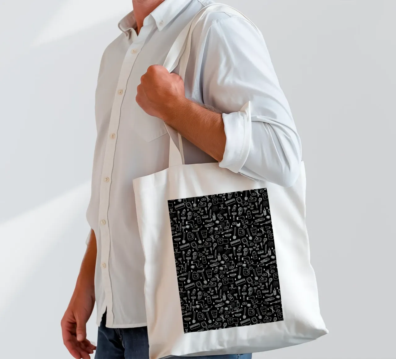 Shower Pattern (black) borsa in juta da Herzette