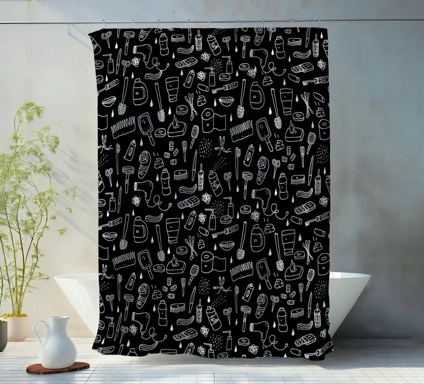 Shower Pattern (black) Duschvorhang von Herzette