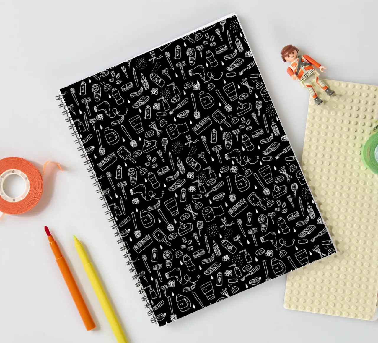 Shower Pattern (black) spiral notebook by Herzette