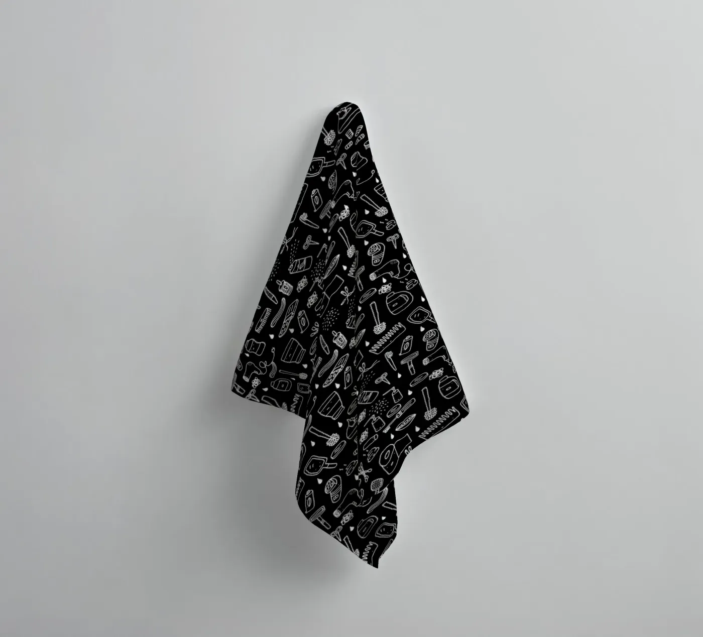 Shower Pattern (black) badhanddoek van Herzette
