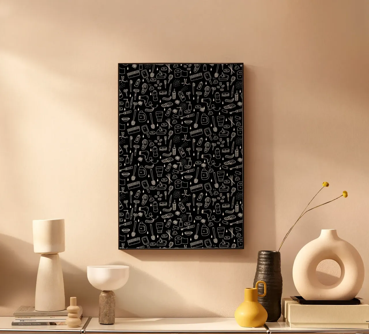 Shower Pattern (black) acrylic glass by Herzette