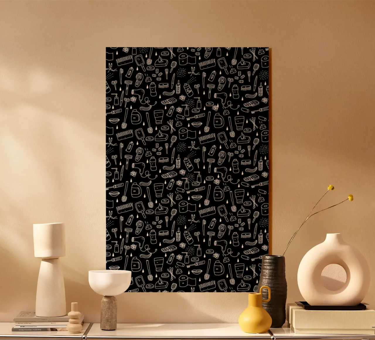 Shower Pattern (black) acrylic glass by Herzette