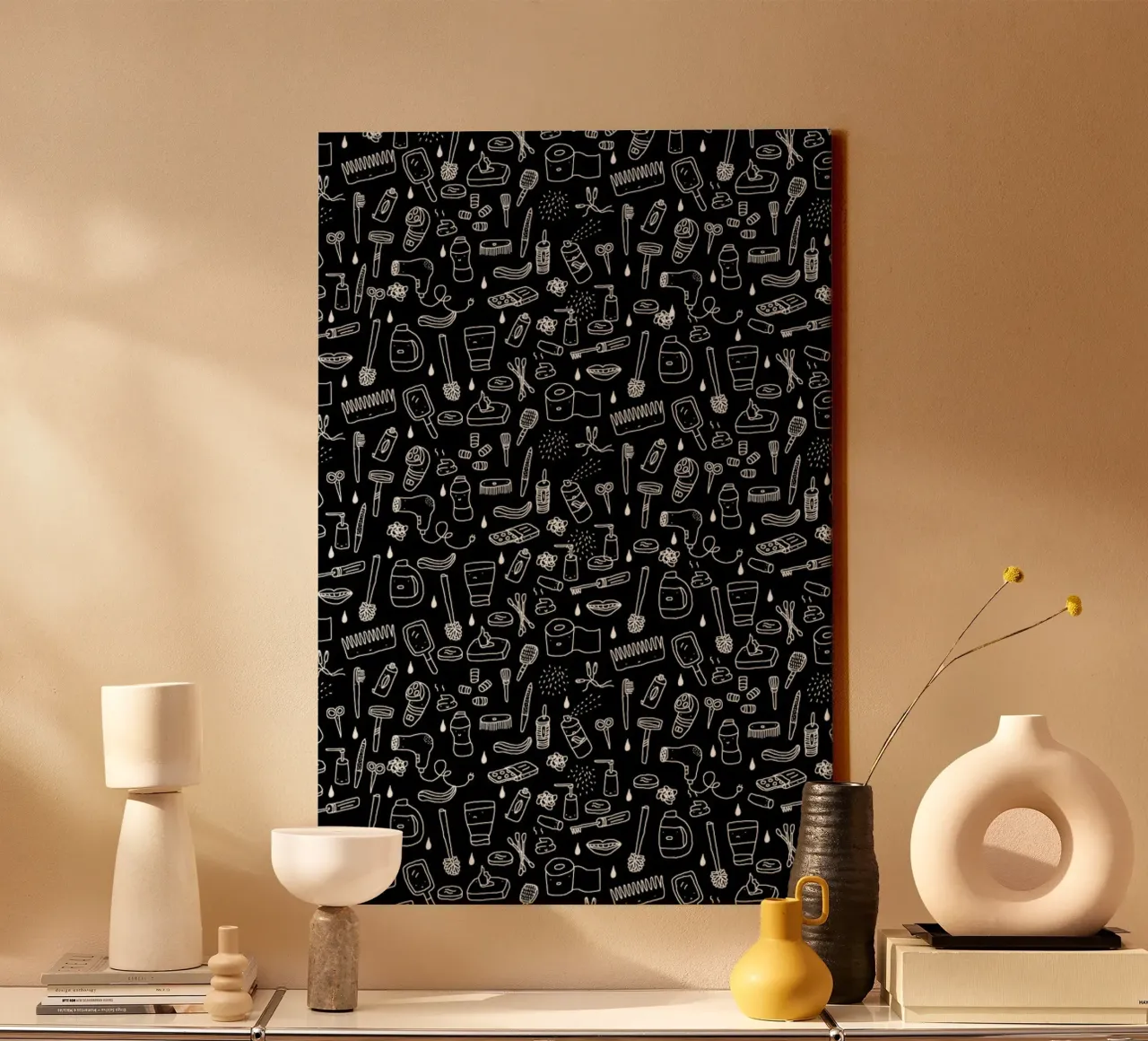 Shower Pattern (black) canvas by Herzette