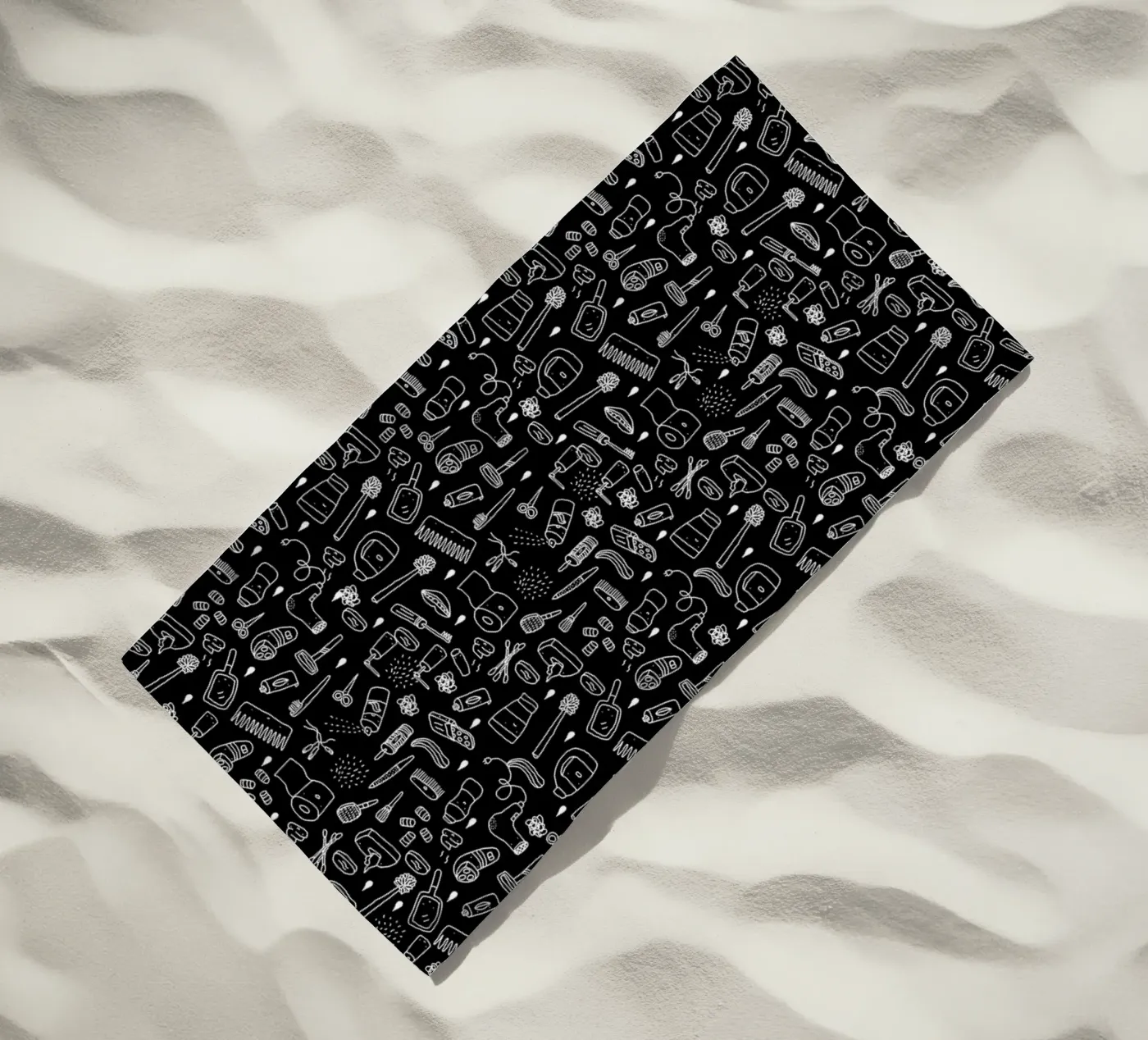 Shower Pattern (black) beach towel by Herzette