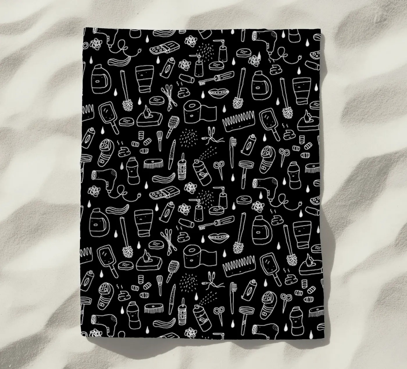 Shower Pattern (black) strandhanddoek van Herzette