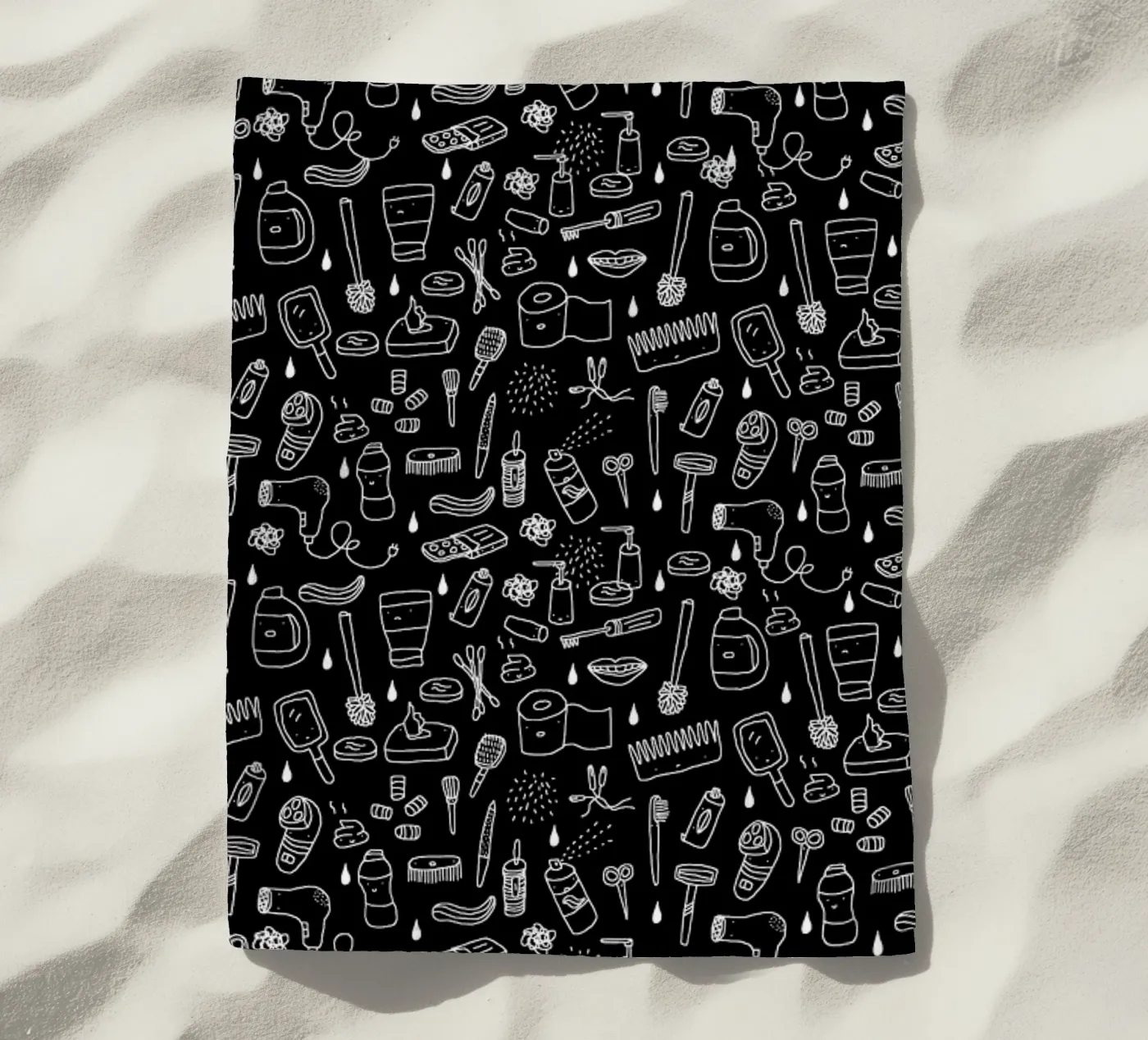 Shower Pattern (black) beach towel by Herzette