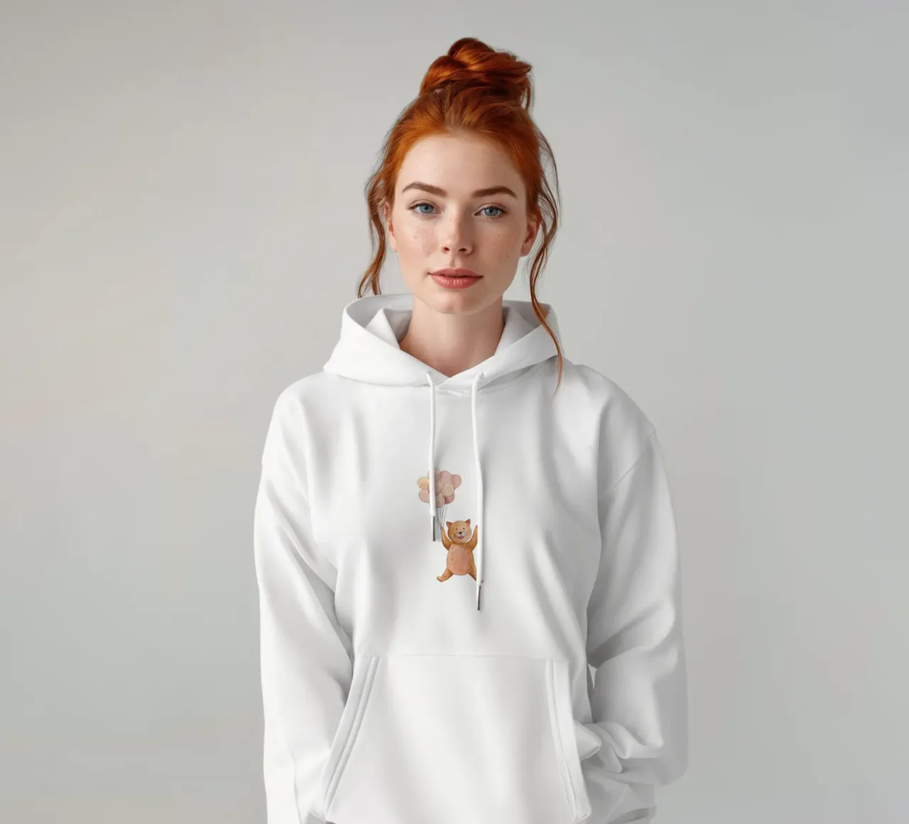 L'avventura di Kitty in mongolfiera felpa con cappuccio da Doodle Dreams Art
