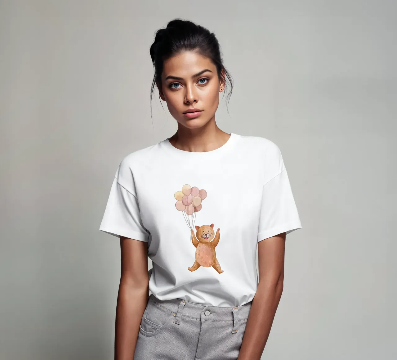 L'avventura di Kitty in mongolfiera t-shirt da Doodle Dreams Art