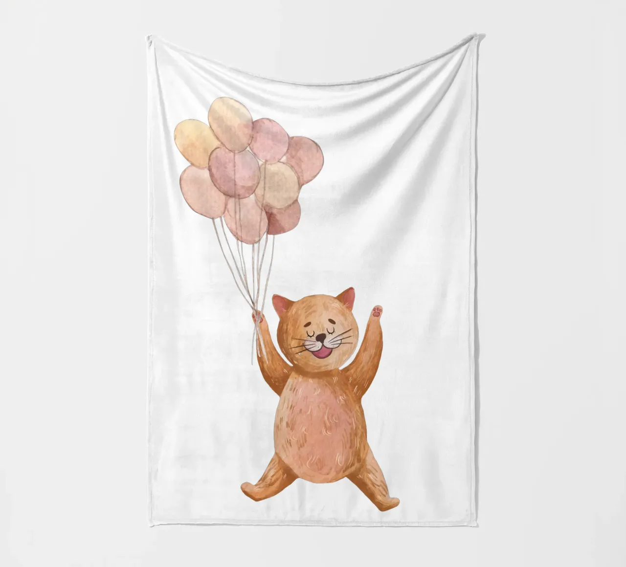 L'avventura di Kitty in mongolfiera coperta in pile da Doodle Dreams Art