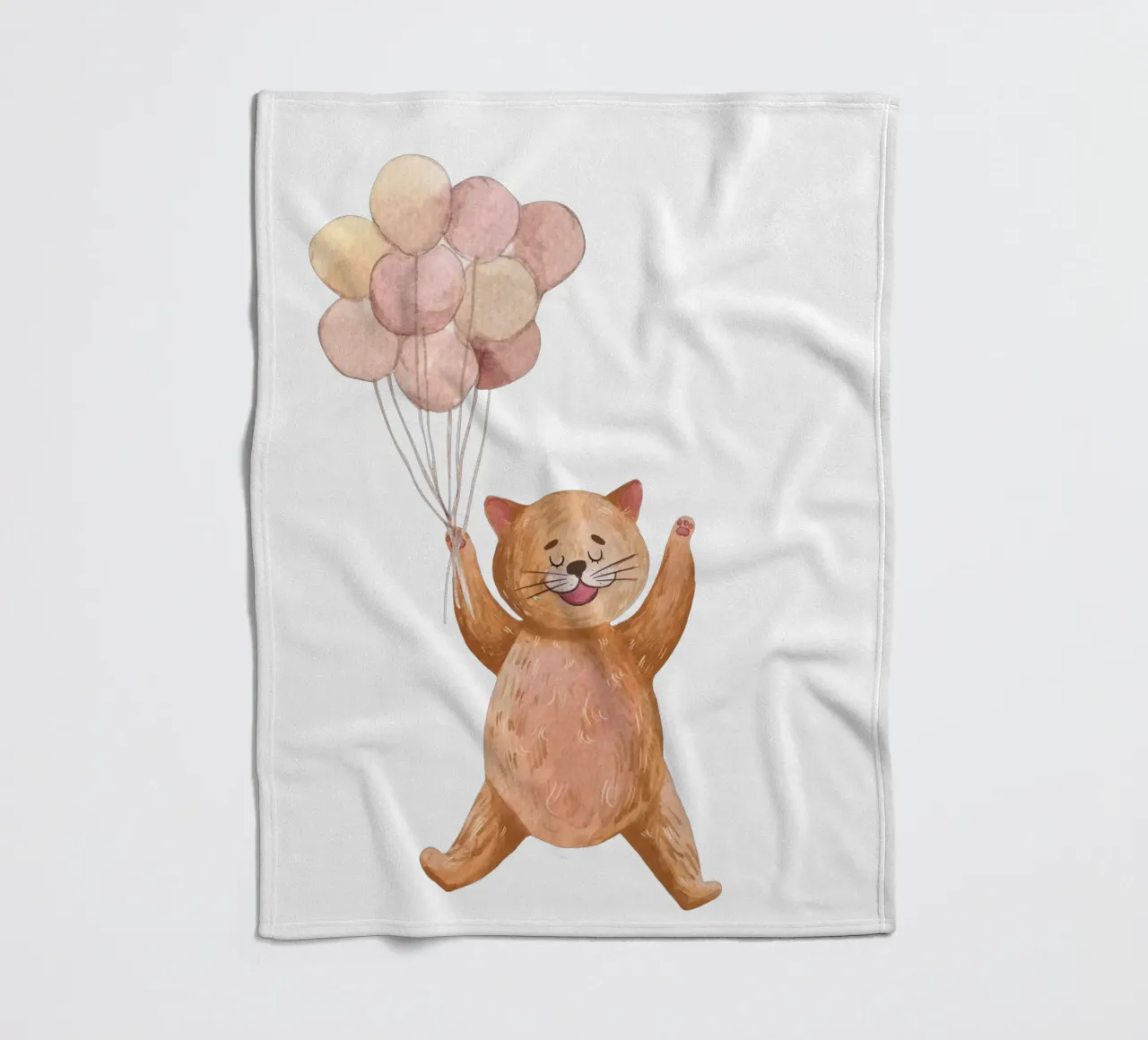 L'avventura di Kitty in mongolfiera coperta in pile da Doodle Dreams Art