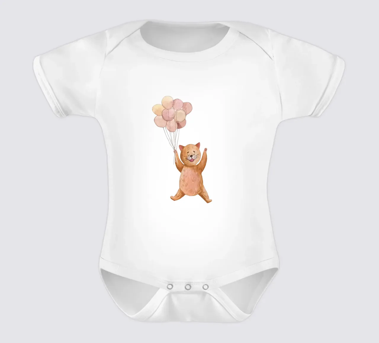 L'avventura di Kitty in mongolfiera body neonato maniche corte da Doodle Dreams Art