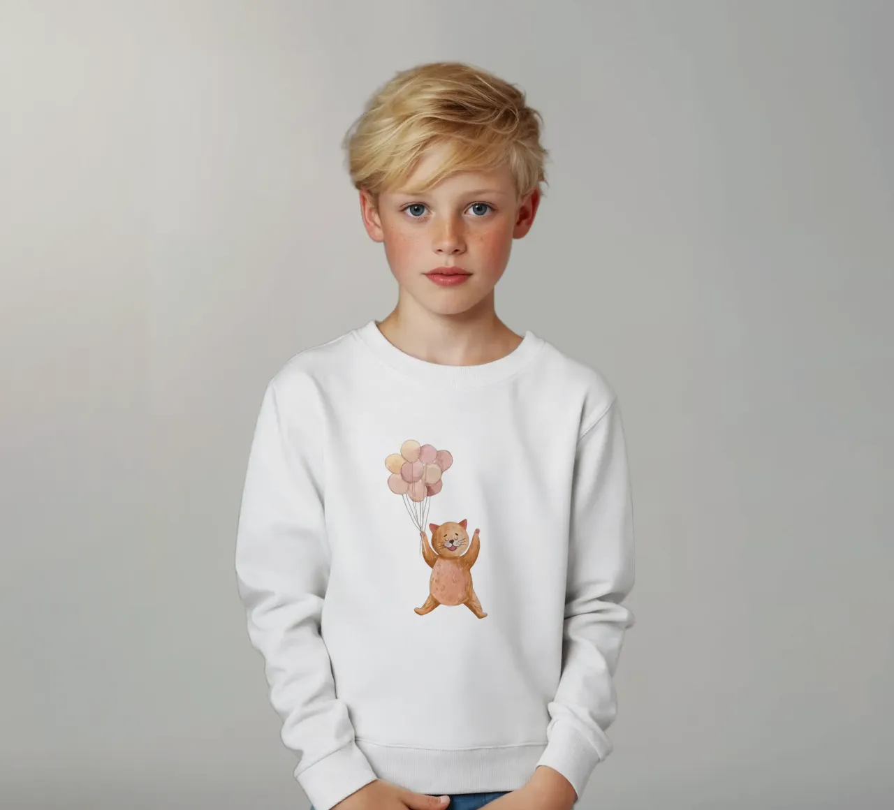 L'avventura di Kitty in mongolfiera felpa bambino da Doodle Dreams Art