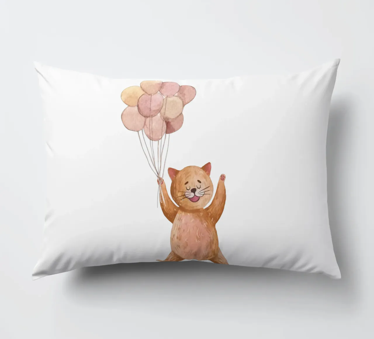 L'avventura di Kitty in mongolfiera cuscino da Doodle Dreams Art