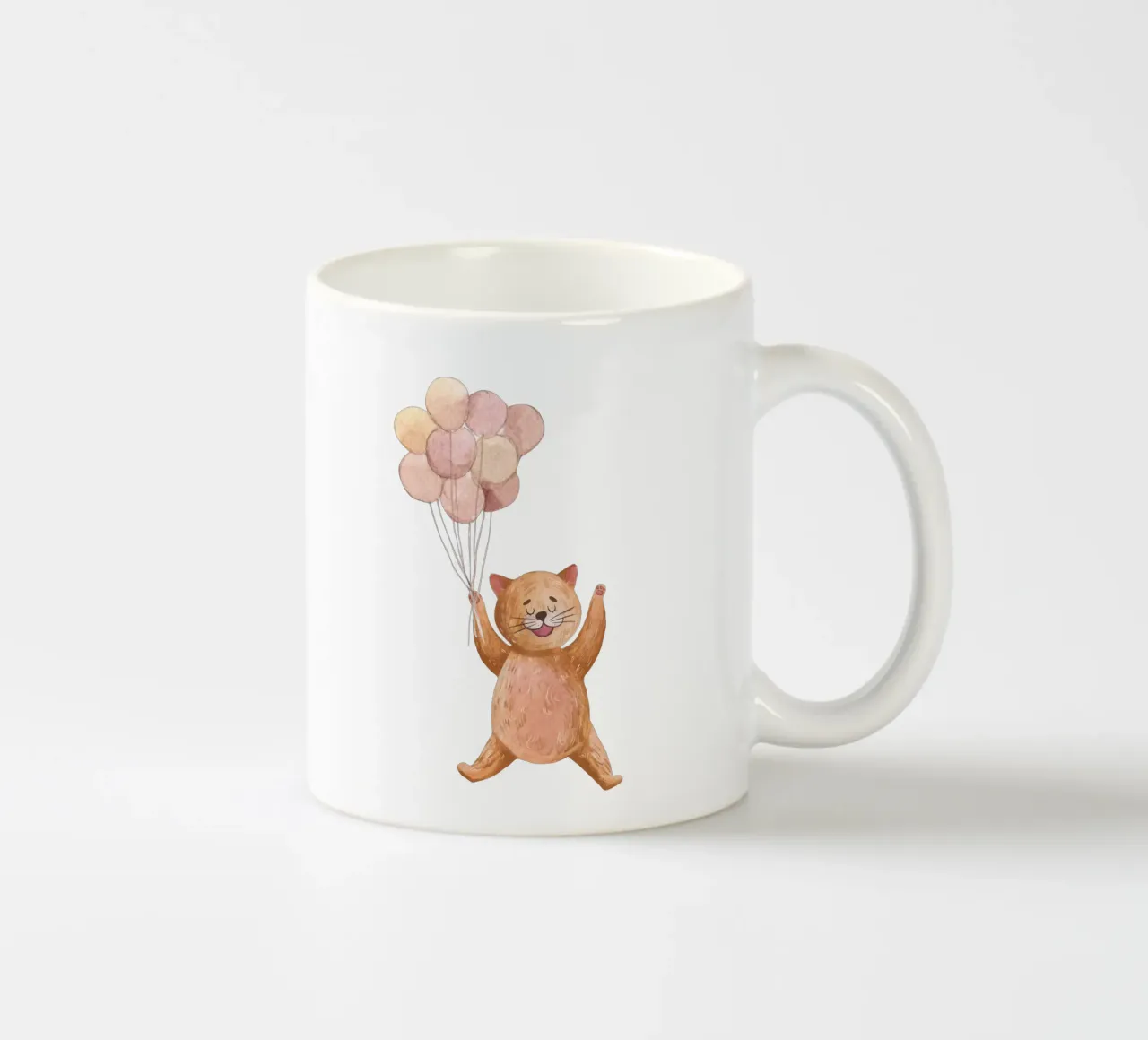 L'avventura di Kitty in mongolfiera tazza in ceramica da Doodle Dreams Art