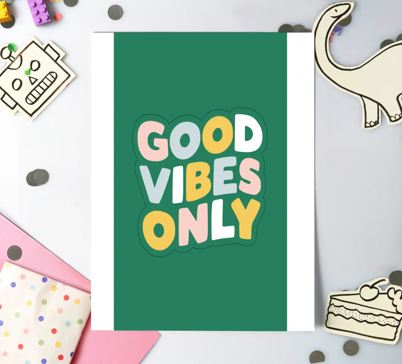 Design tipografico solo per le buone vibrazioni foglio adesivo da THE MOTIVATED TYPE