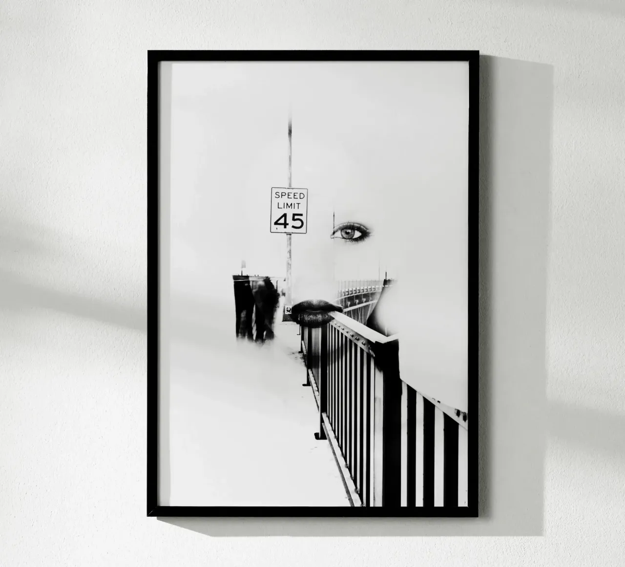 Limite di velocità 45 poster con telaio in plastica da dada22
