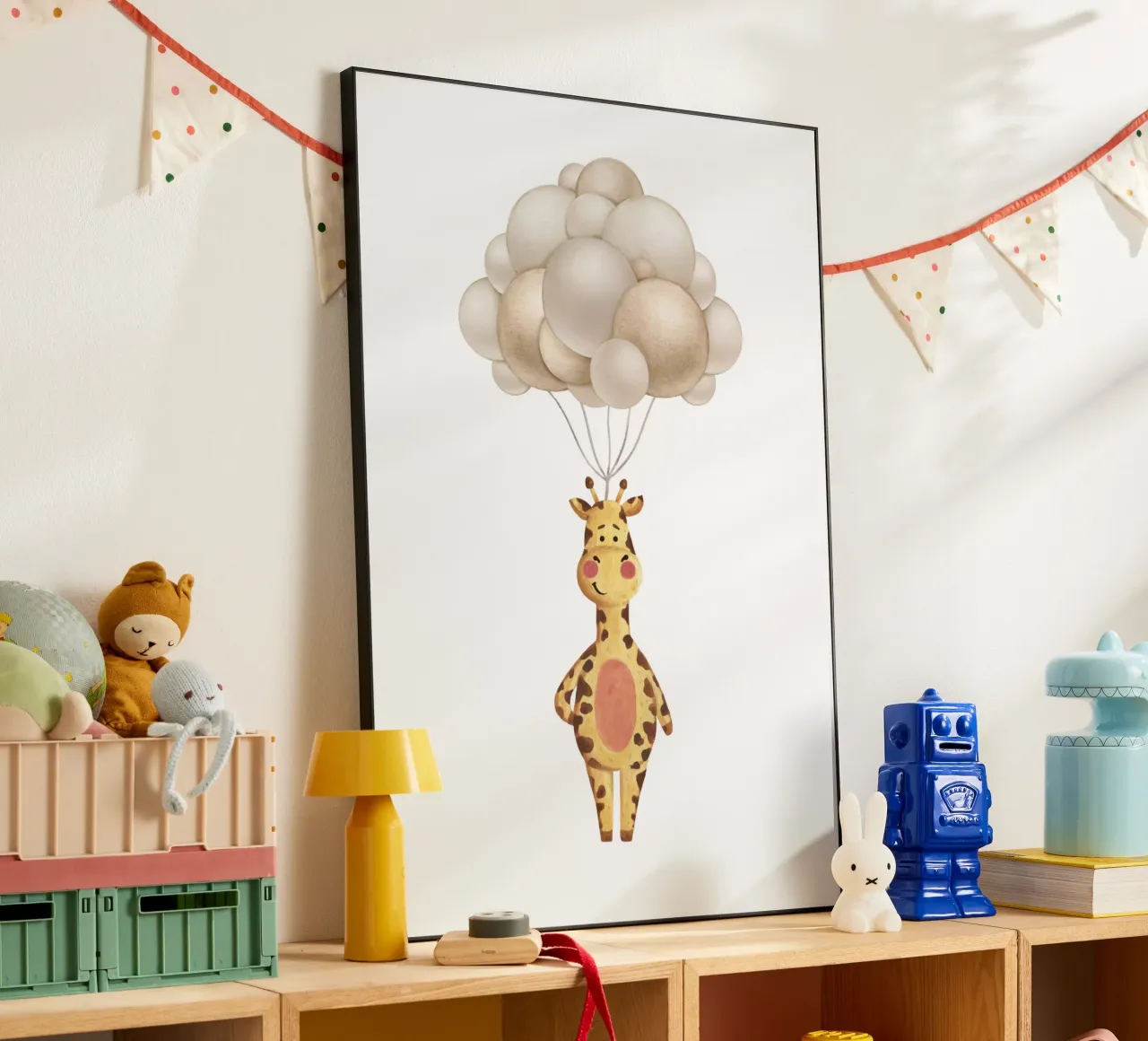 Giro in mongolfiera della giraffa alluminio dibond da Doodle Dreams Art