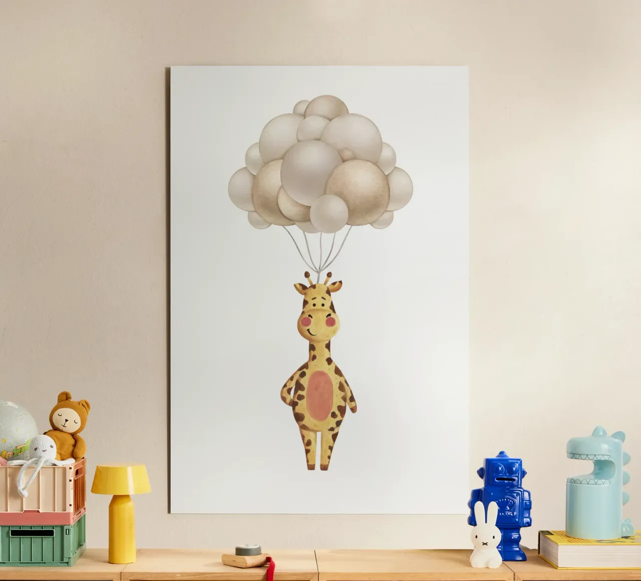 Giro in mongolfiera della giraffa alluminio dibond da Doodle Dreams Art