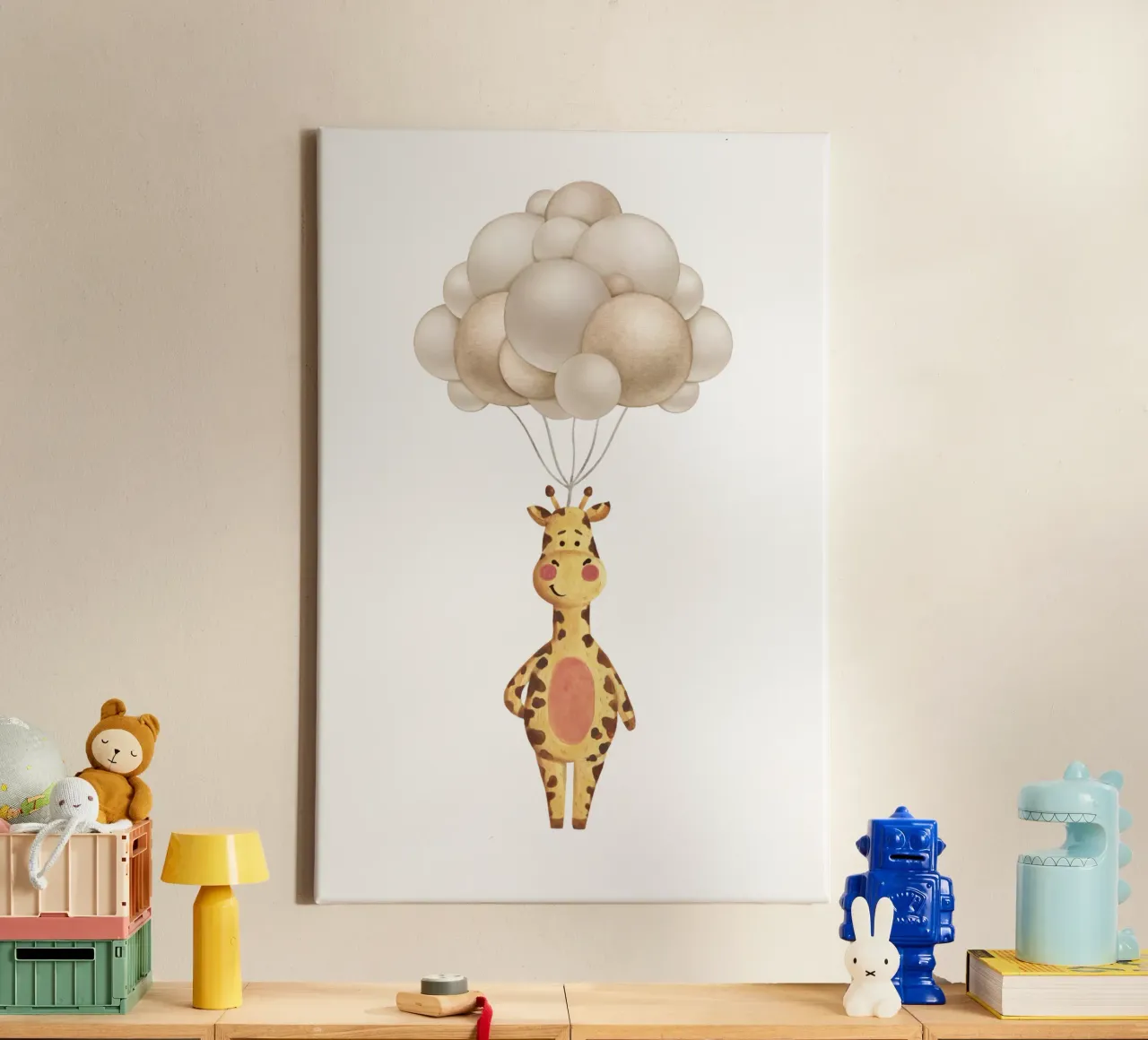 Giraffe's Balloon Ride canvas by Doodle Dreams Art
