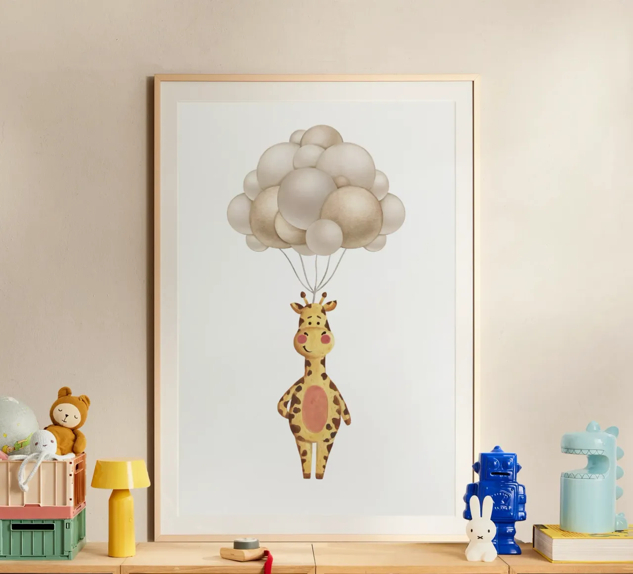 Giro in mongolfiera della giraffa carta hahnemühle da Doodle Dreams Art