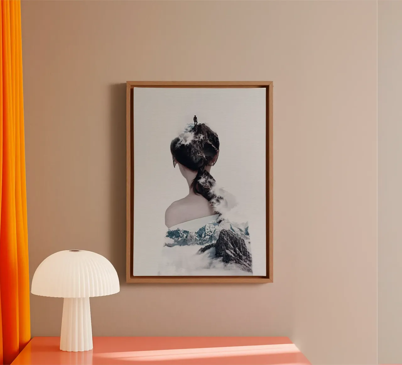 On Top Of The Mountain canvas with Floater frame by dada22