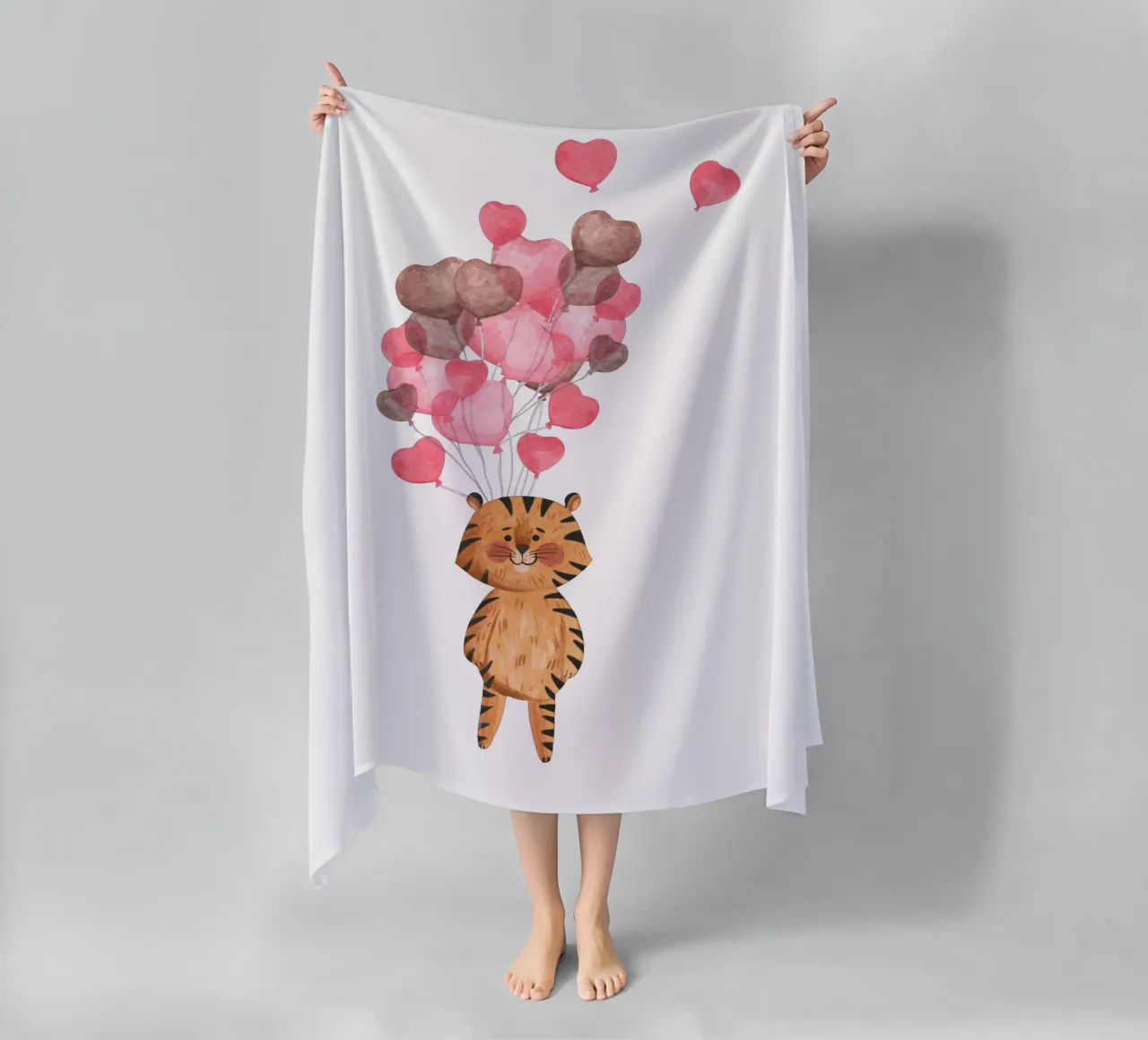 Safari in mongolfiera della tigre telo mare da Doodle Dreams Art