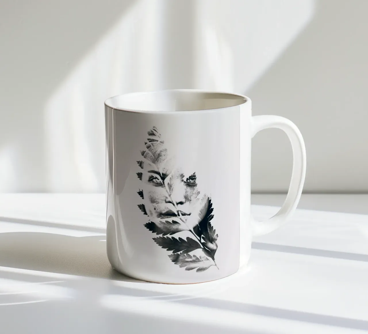 Portrait of woman(leaves) ceramic mug by dada22