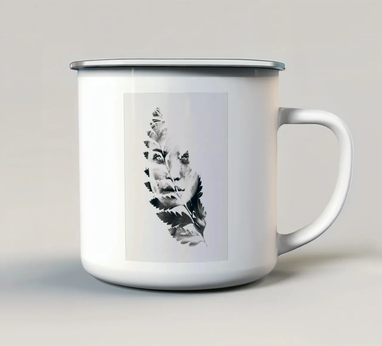 Ritratto di donna (foglie) tazza in smalto da dada22