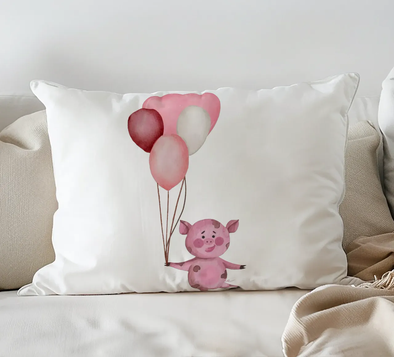 L'avventura aerea di Piggy cuscino da Doodle Dreams Art