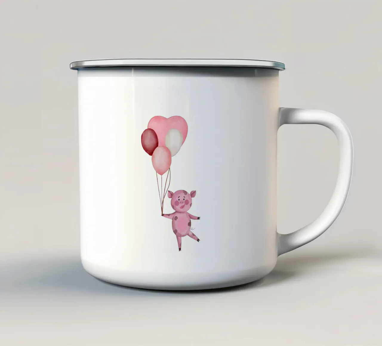 L'avventura aerea di Piggy tazza in smalto da Doodle Dreams Art