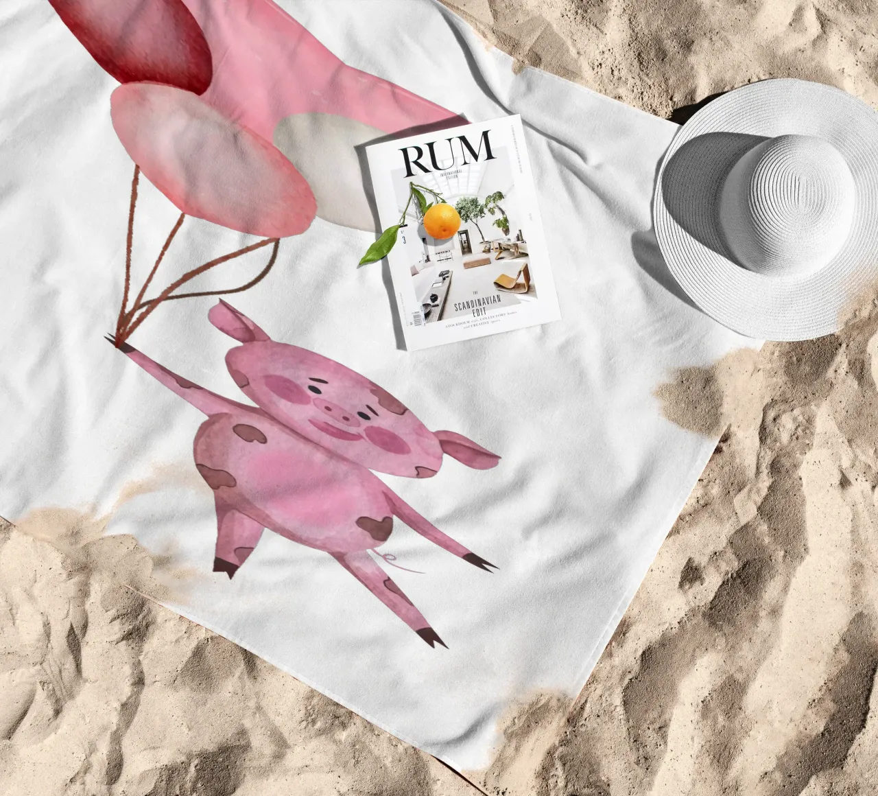 L'avventura aerea di Piggy telo mare da Doodle Dreams Art