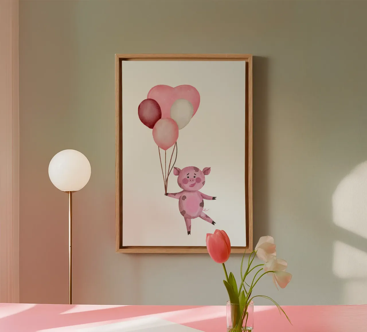 L'avventura aerea di Piggy tela con Cornice a cassetta da Doodle Dreams Art