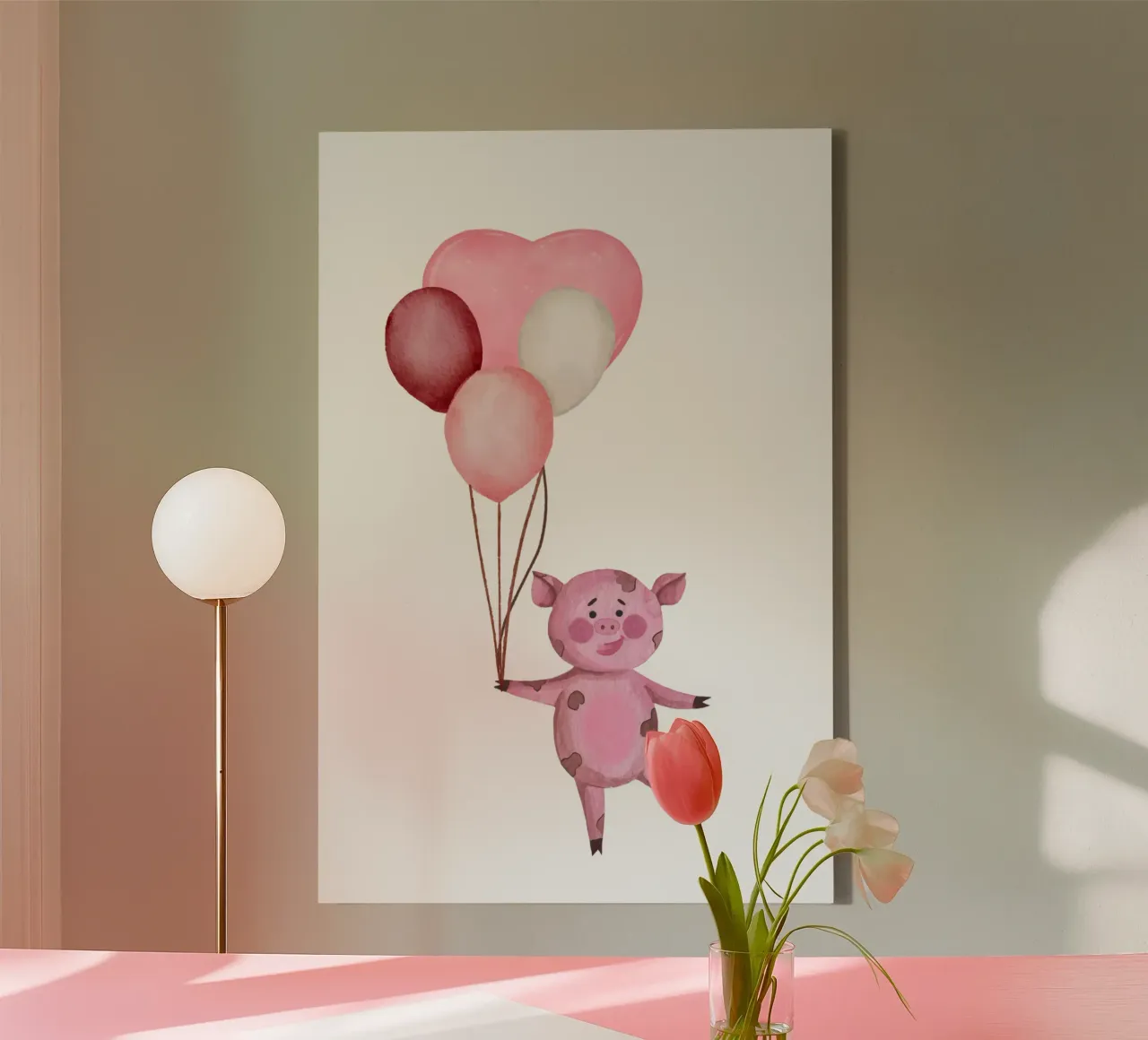 L'avventura aerea di Piggy tela con Cornice a cassetta da Doodle Dreams Art