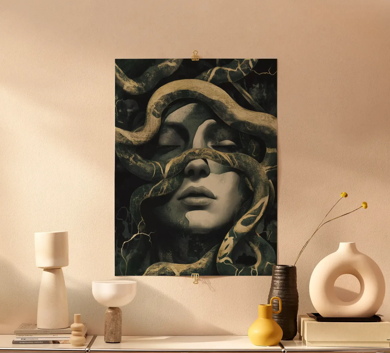 Dreaming woman poster with aluminum frame by Katja Stehle Design