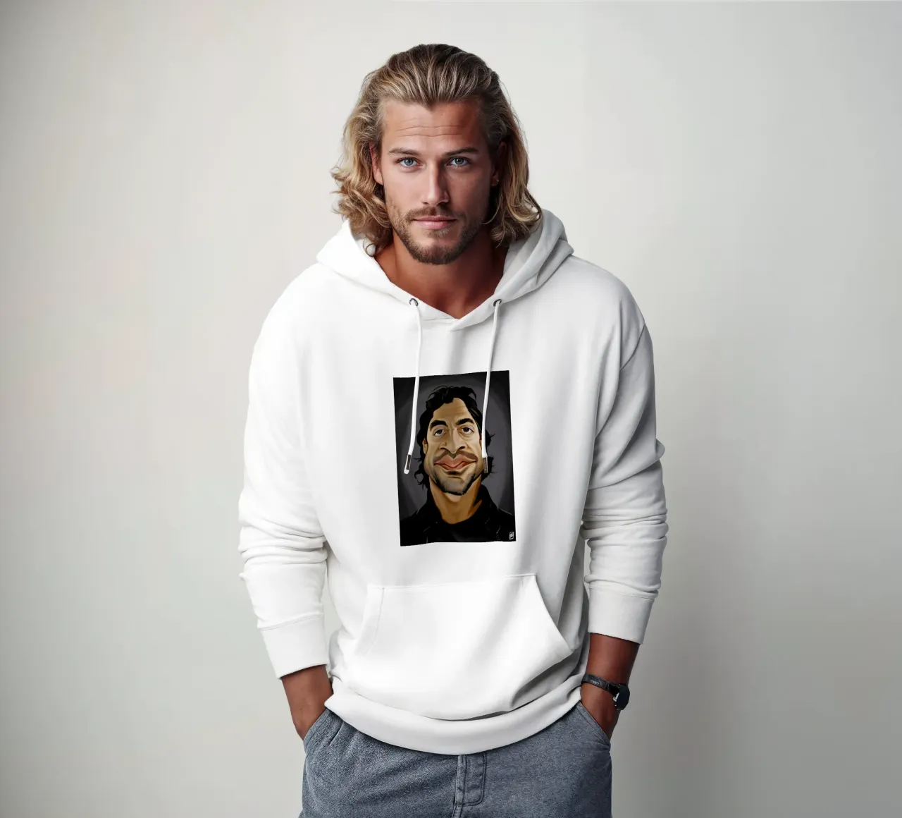 Javier Bardem felpa con cappuccio da Rob Art | Illustration