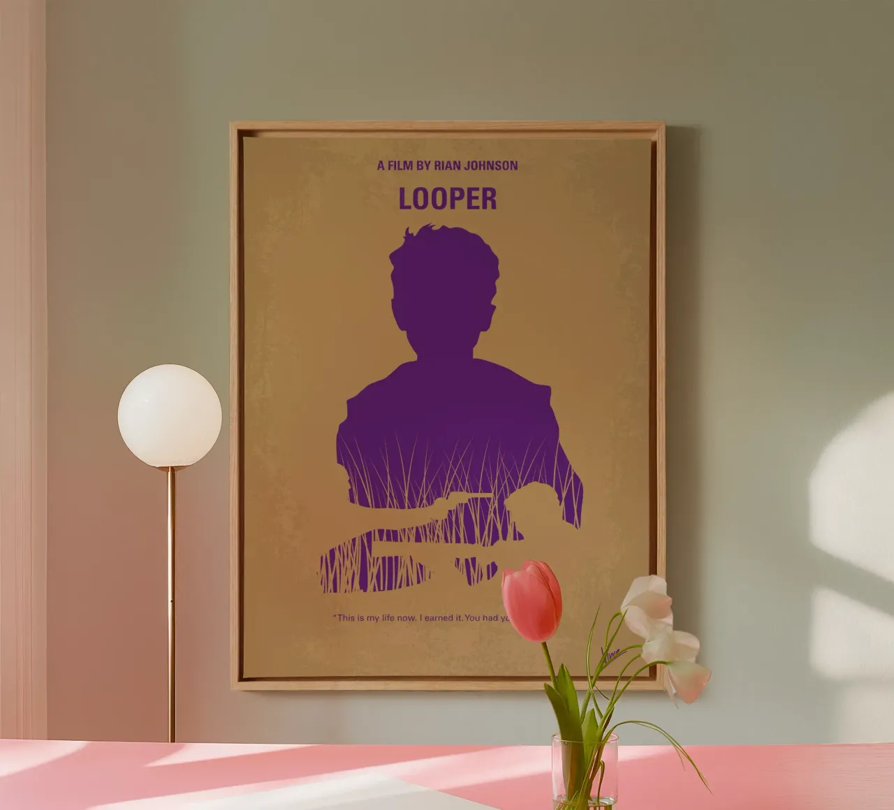 No636 My Looper minimal movie poster canvas met Baklijst van Chungkong