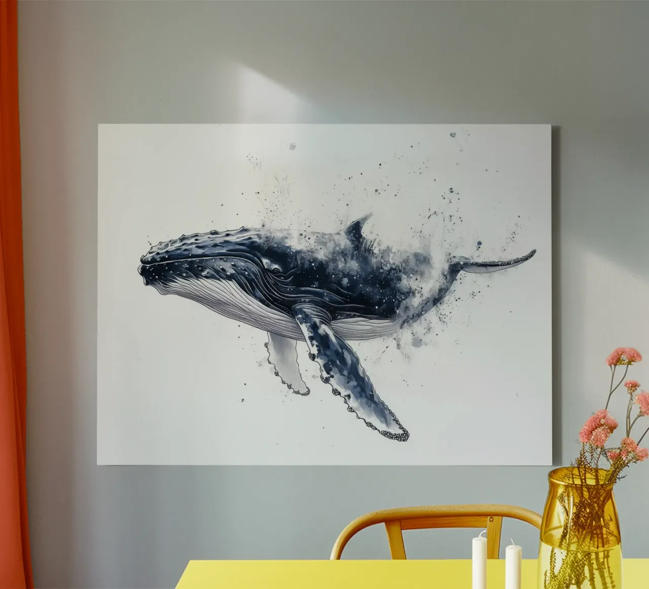 Abstracte walvis canvas met Baklijst van Katja Stehle Design