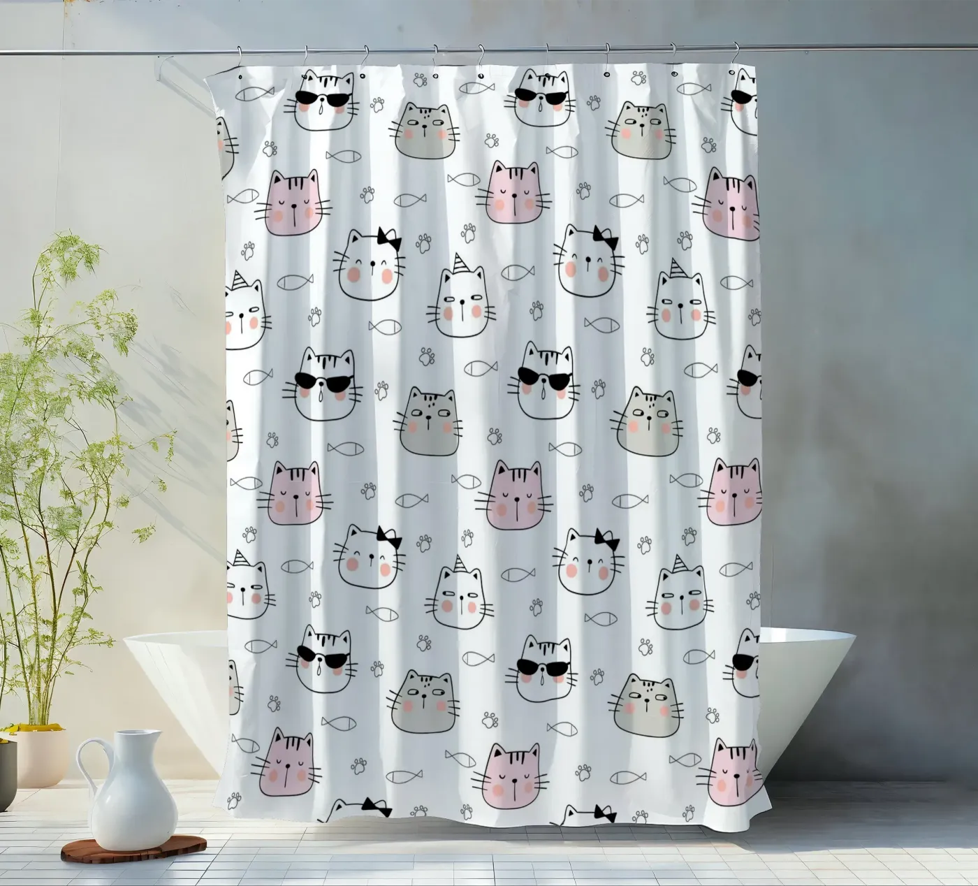 Cats pattern Duschvorhang von Happypatterns