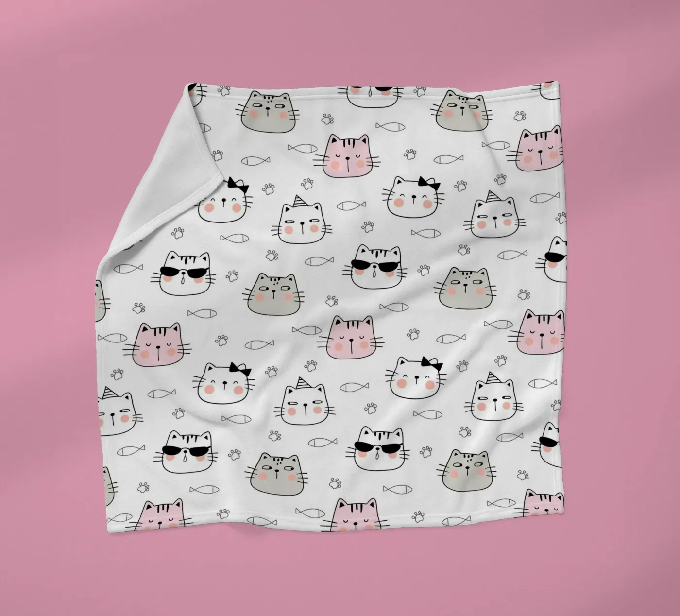 Cats pattern Fleecedecke von Happypatterns