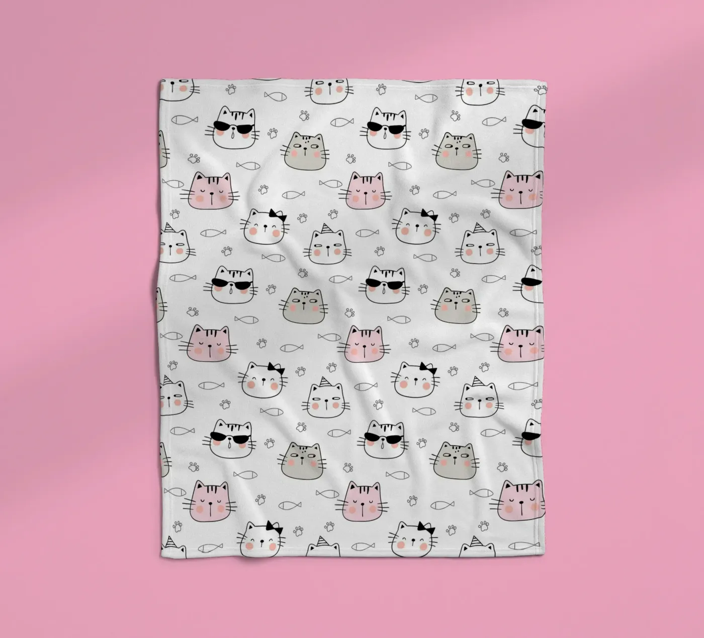 Cats pattern Fleecedecke von Happypatterns