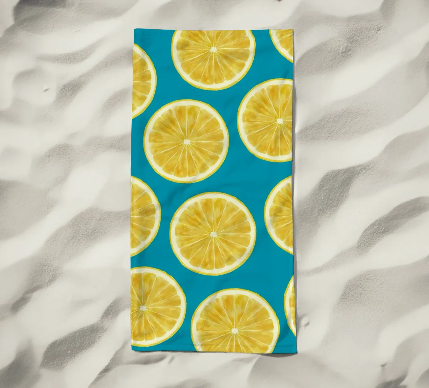 lemons pattern strandhanddoek van Happypatterns