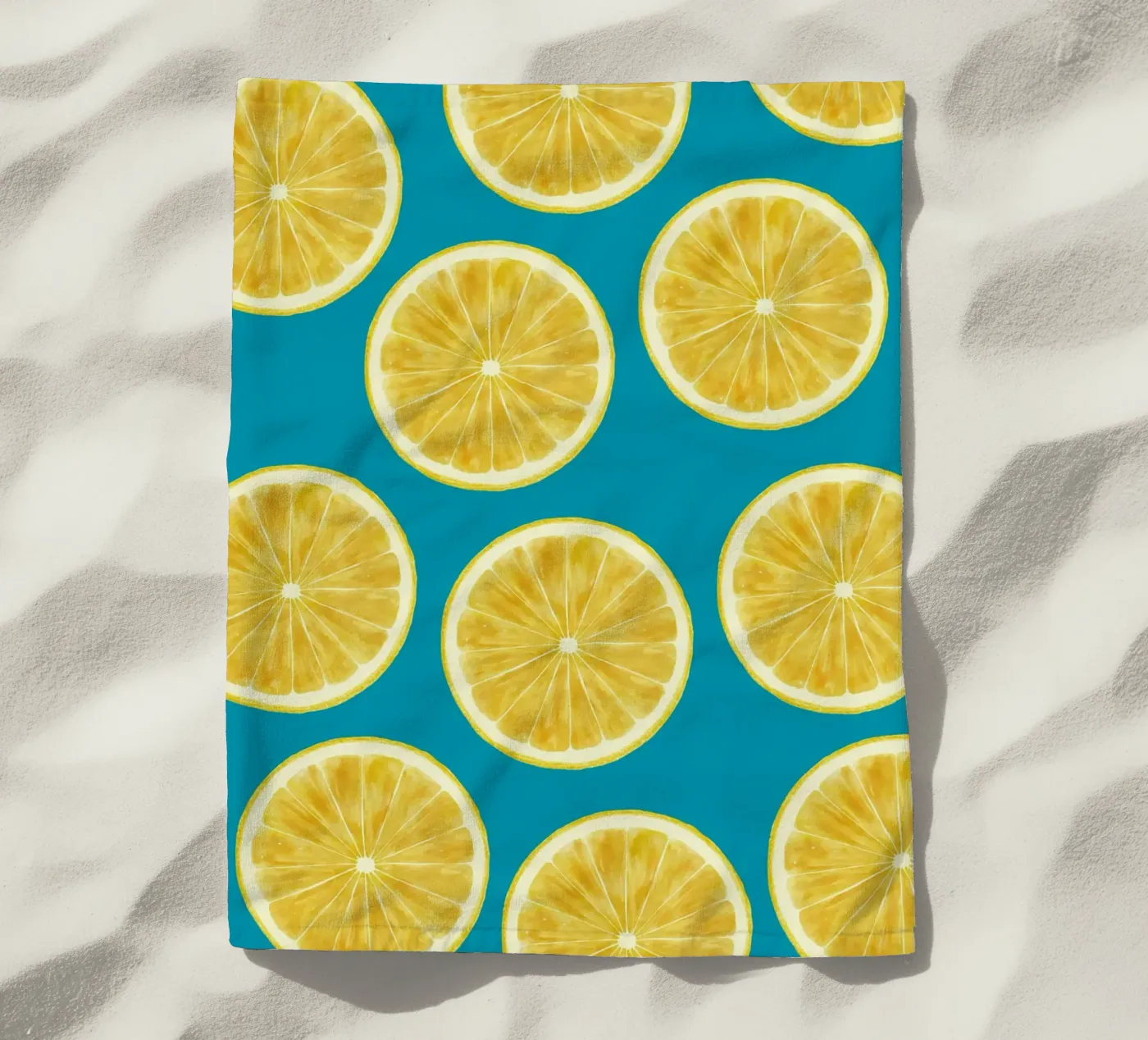 lemons pattern strandhanddoek van Happypatterns