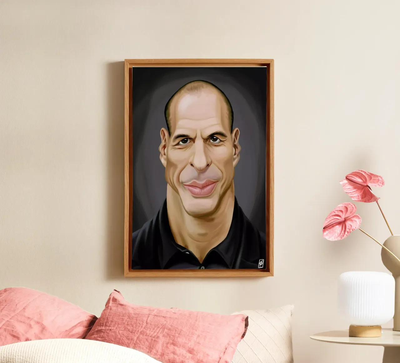Yanis Varoufakis canvas with Floater frame by Rob Art | Illustration
