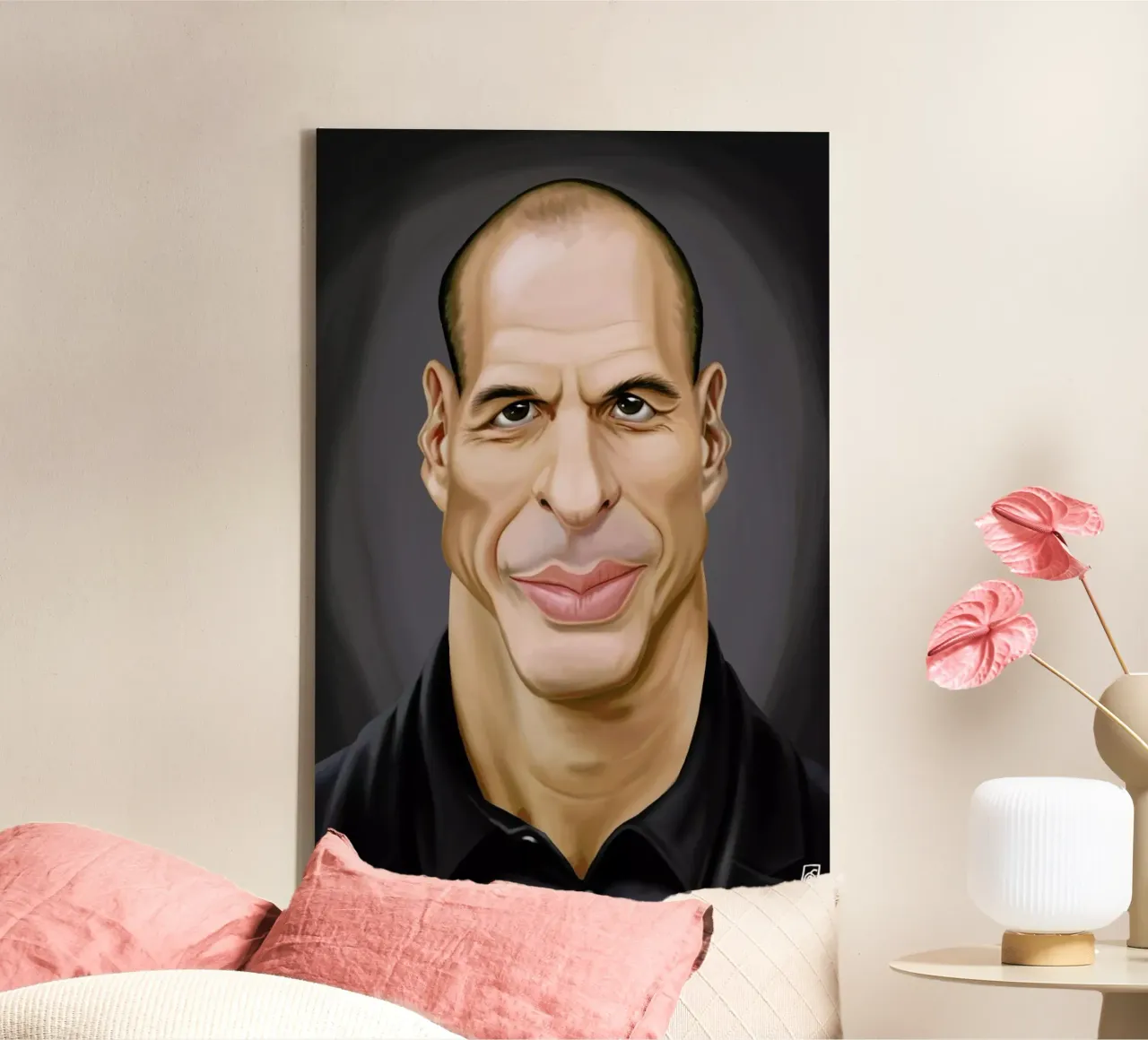 Yanis Varoufakis canvas with Floater frame by Rob Art | Illustration