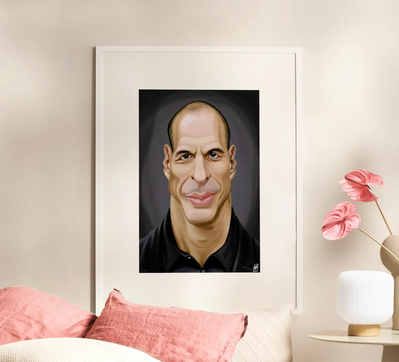 Yanis Varoufakis poster con telaio in legno da Rob Art | Illustration
