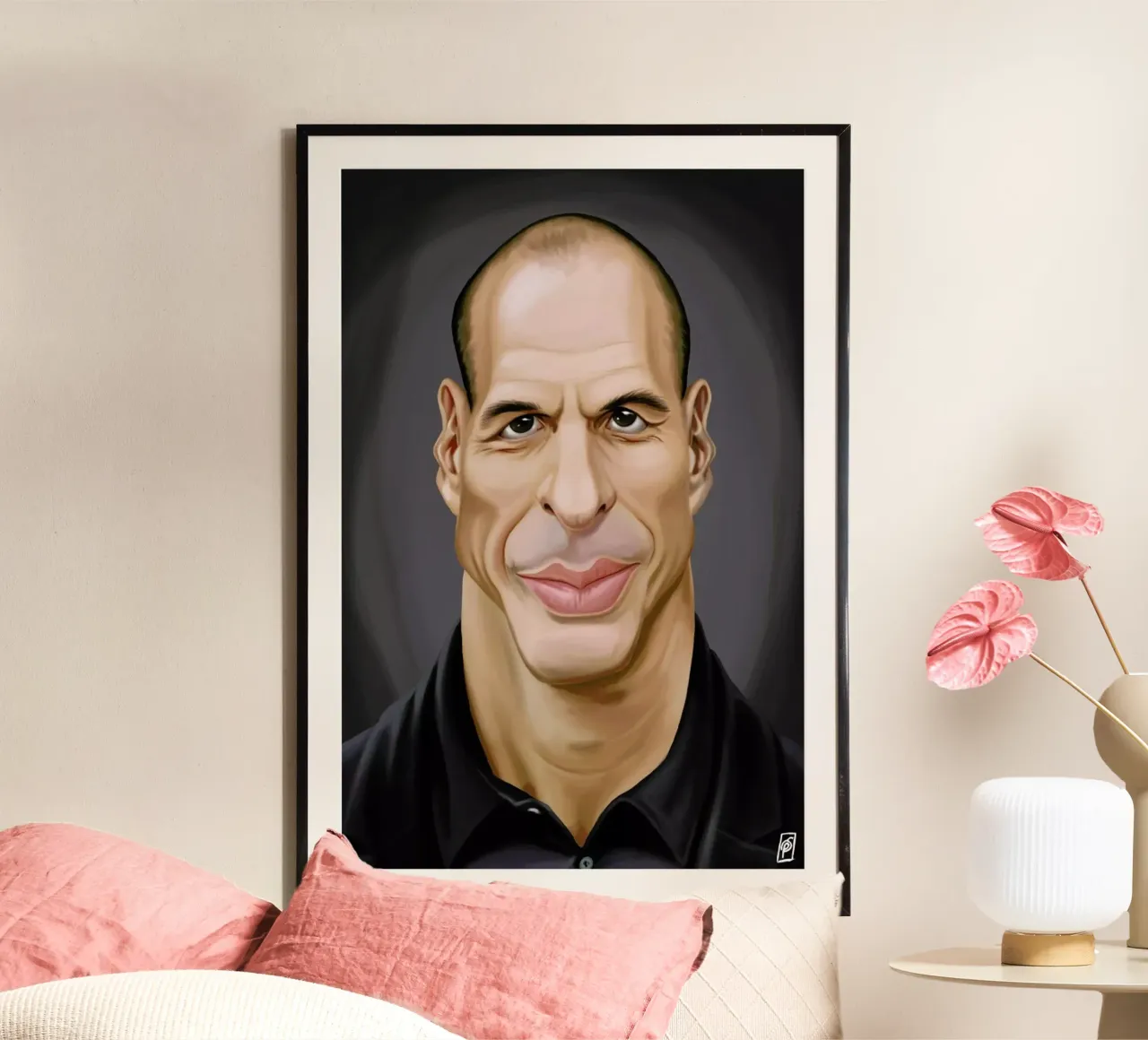 Yanis Varoufakis poster con telaio in legno da Rob Art | Illustration
