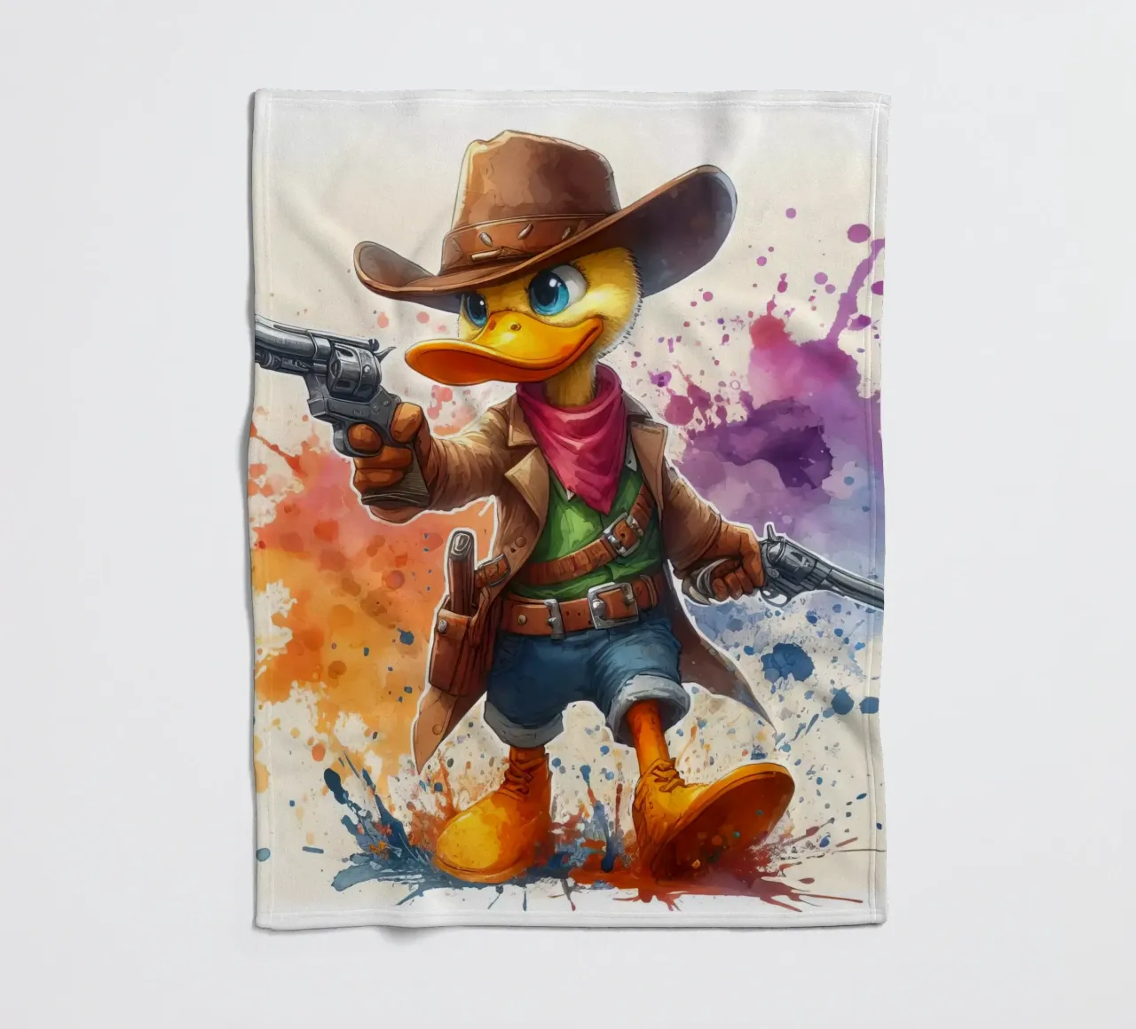 The Gunslinger Duck fleece blanket by 🎁 ARTVI-SHOP