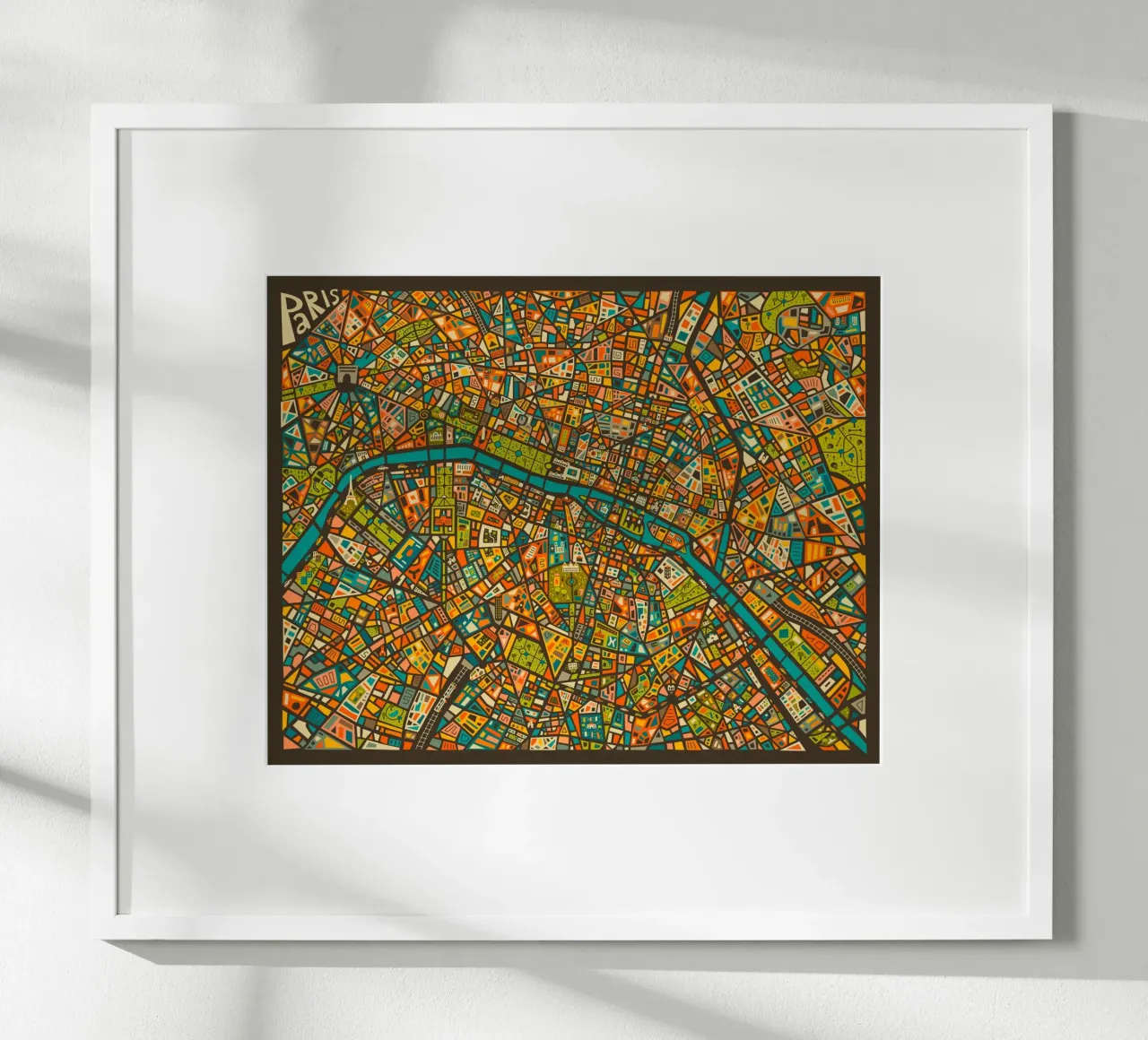 Mappa stradale di Parigi poster con telaio in alluminio da Jazzberry Blue