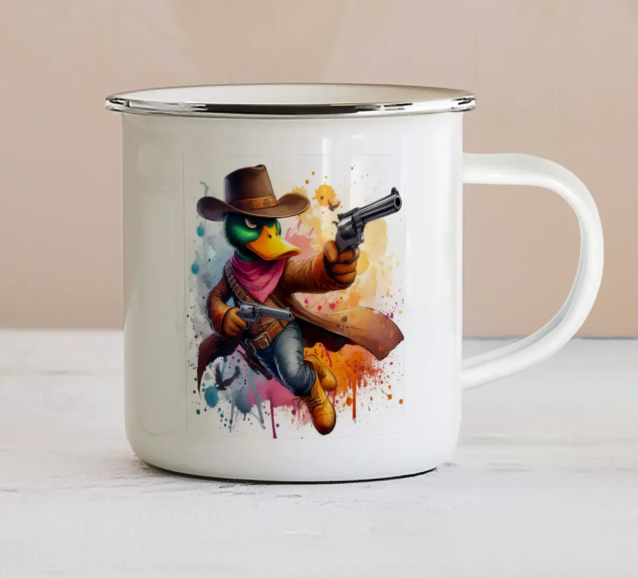 L'anatra pistolera tazza in smalto da ARTVI-SHOP