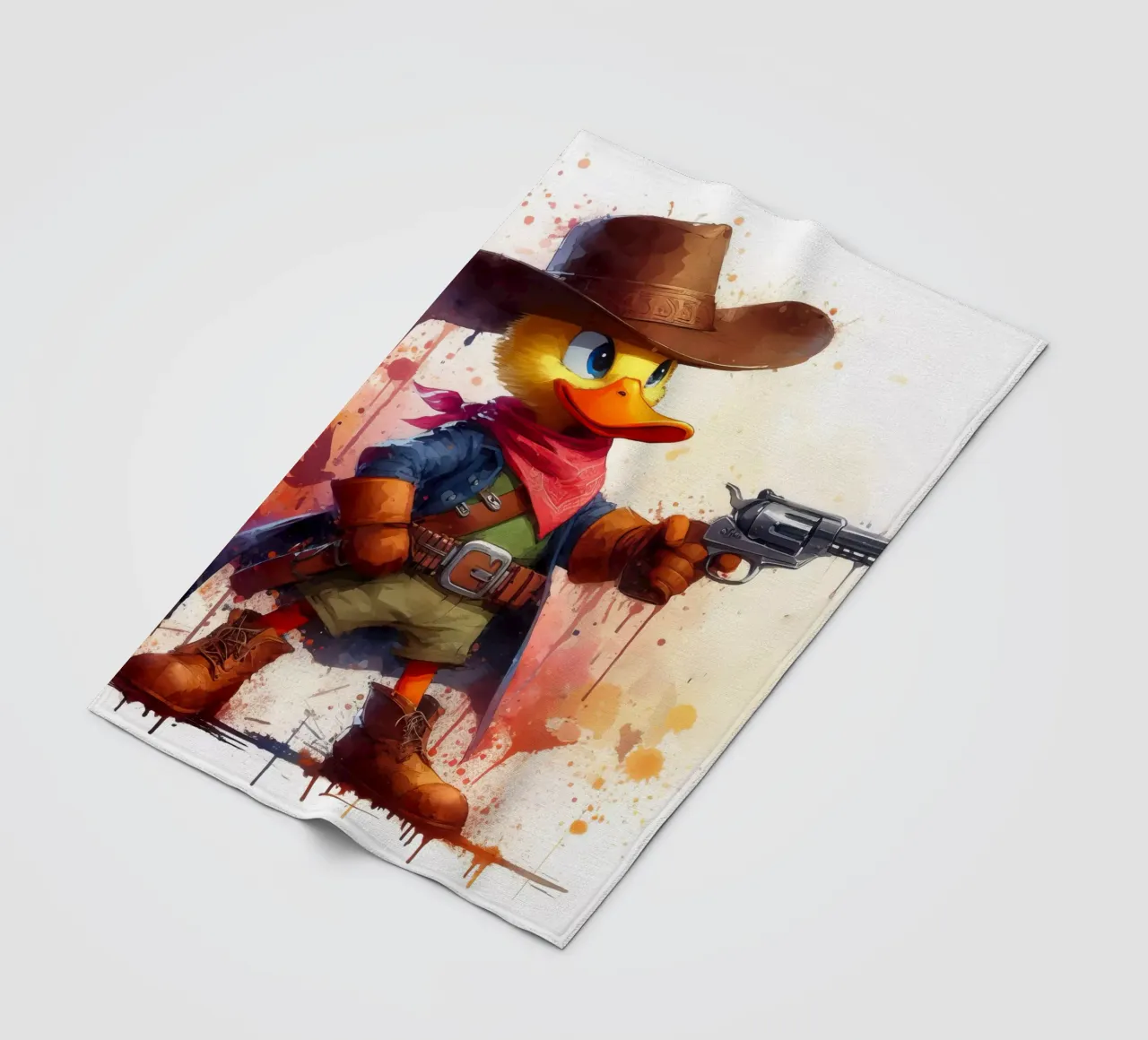 The Gunslinger Duck fleece blanket by 🎁 ARTVI-SHOP